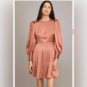 Rebecca Taylor Spring 21 Ready to wear runway Silk Puff sleeve Dress Peach sz2